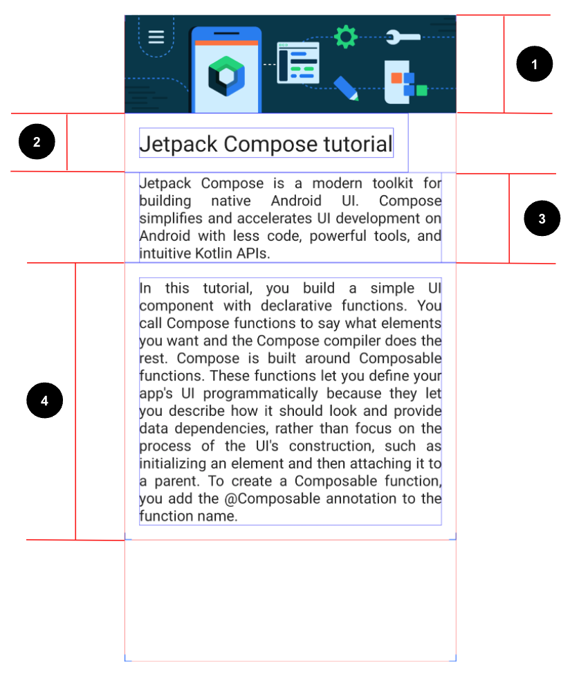 Compose 記事画面を作成するための UI 仕様。