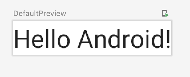 En esta imagen, se muestra una vista previa predeterminada con el texto "Hello Android!".