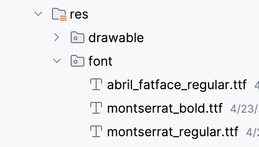 Gambar ini menampilkan file font yang ditambahkan ke folder font.