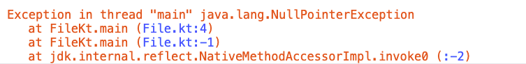 Le message d'erreur "Exception in thread "main" java.lang.NullPointerException" s'affiche.