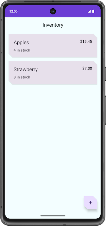 Tela de um smartphone mostrando a lista de inventário sem o item excluído