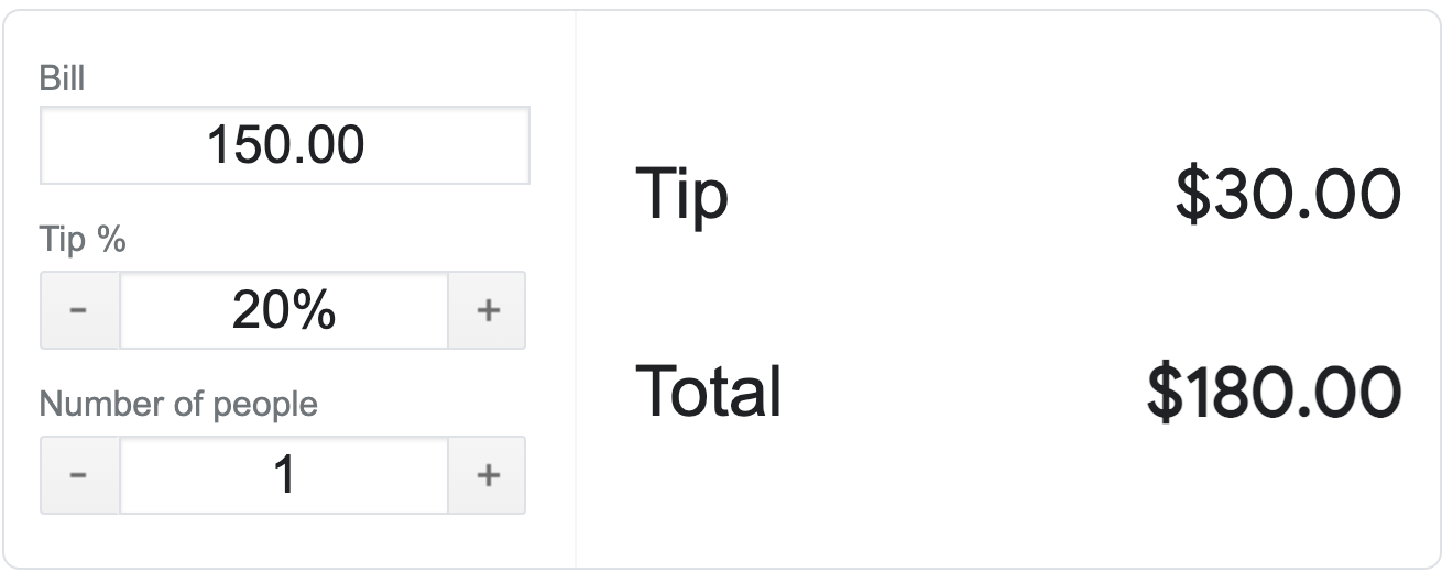 “Bill”和“Tip %”已填入不同值的 Google 小费计算器 c0980ba3e9ebba02.png