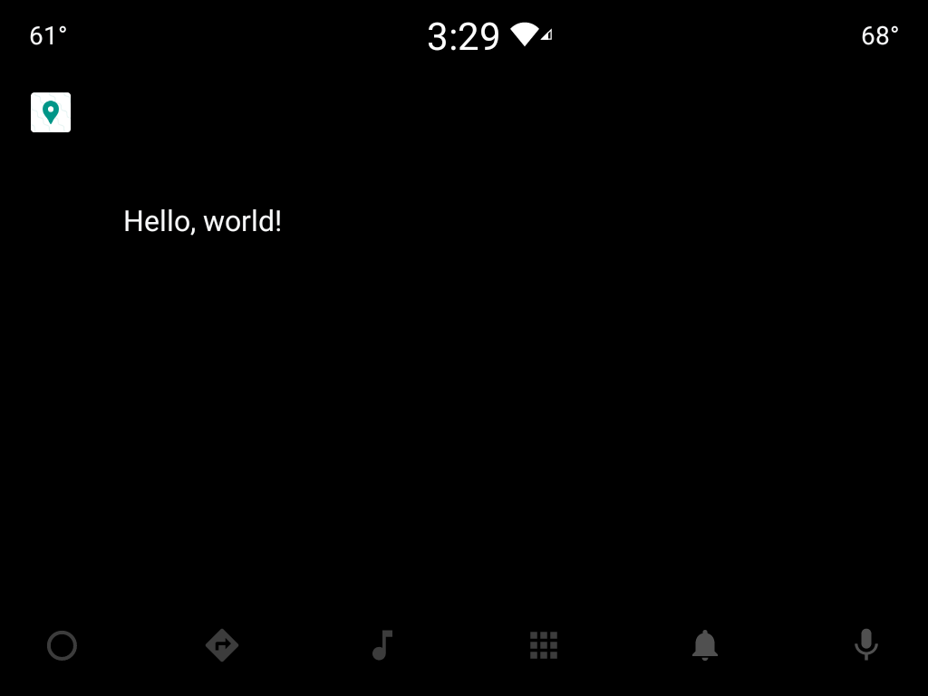 该应用显示一个基本的“Hello, world”屏幕