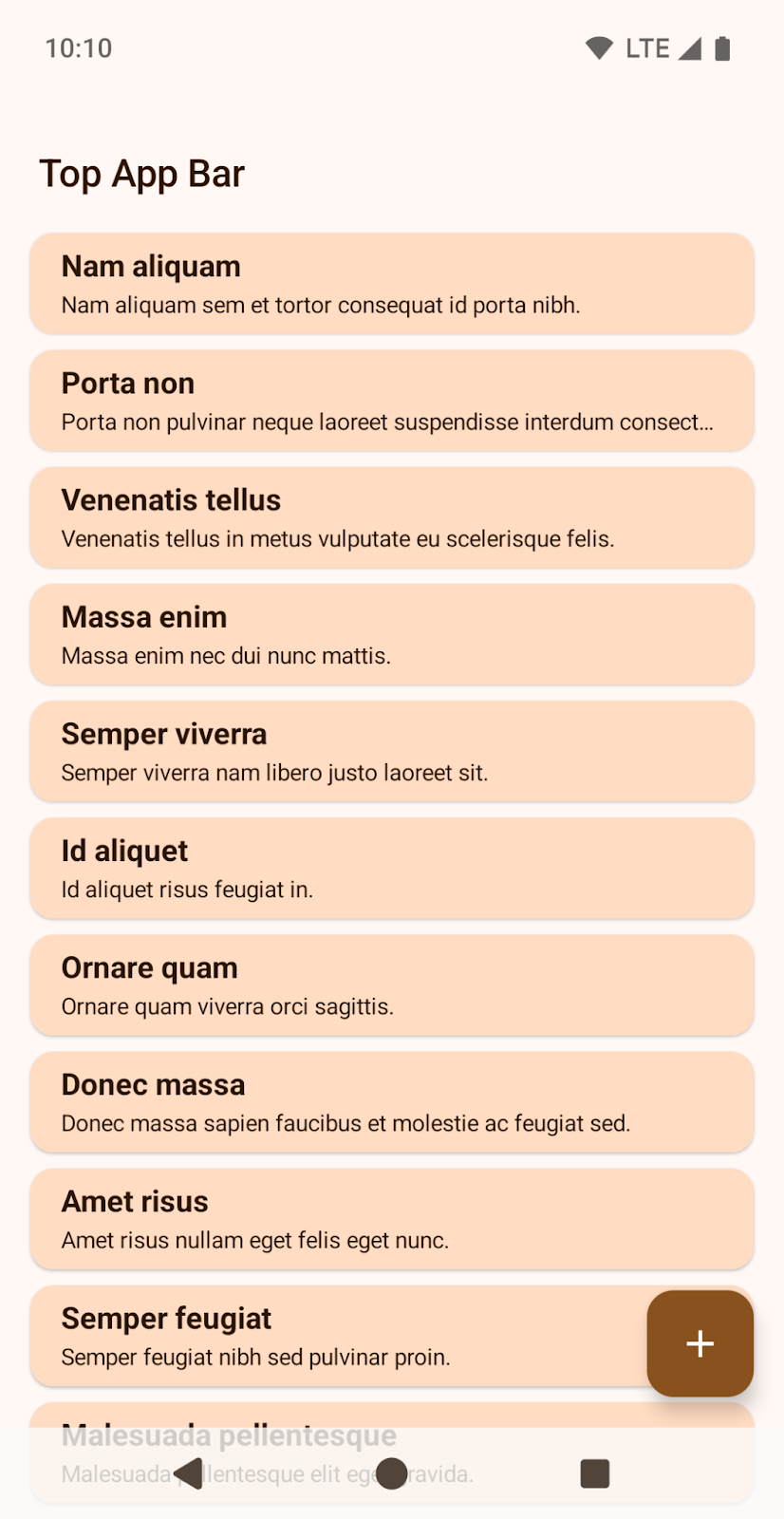 Aplikasi dengan item daftar terakhir yang tertutup oleh navigasi tiga tombol.