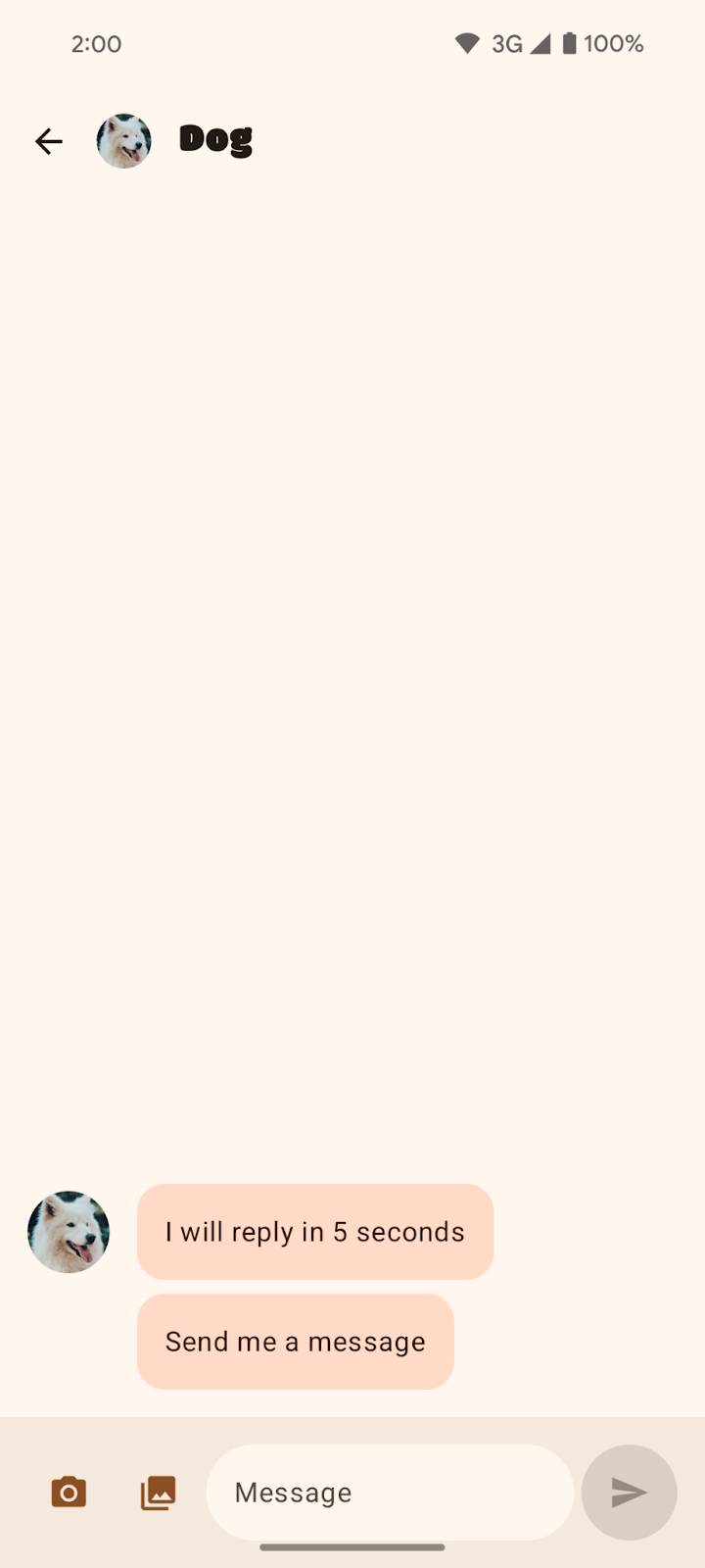 谈论狗狗的聊天消息(手势导航)。