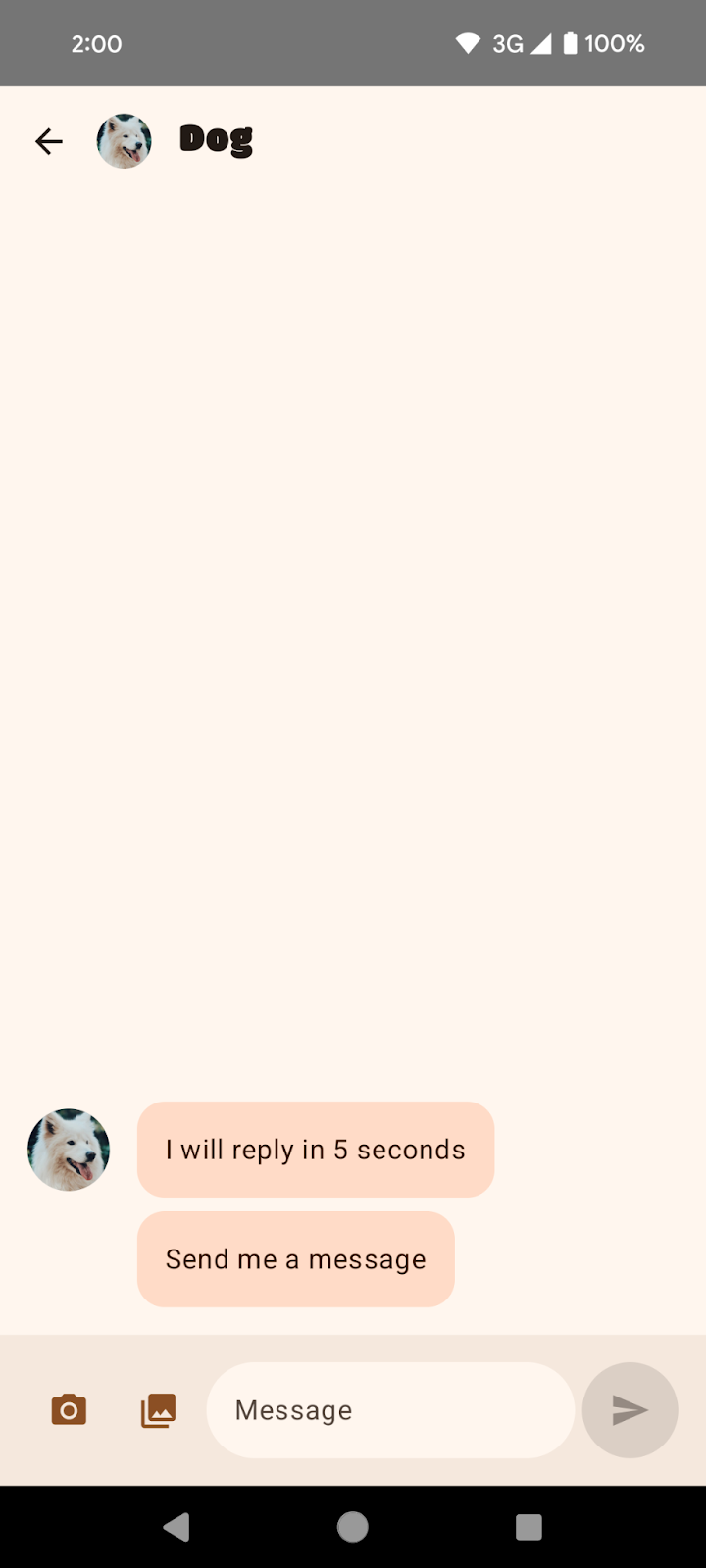 谈论狗狗的聊天消息(三按钮导航)