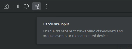 在「Running Devices」視窗中啟用 Hardware Input 模式。