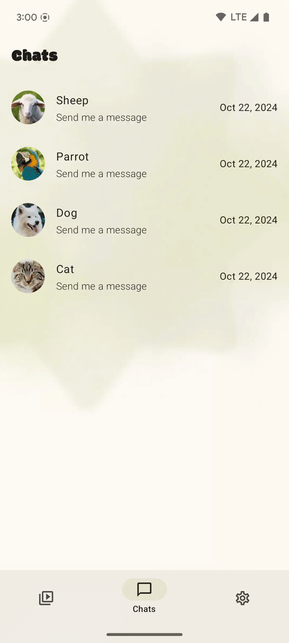 有自定义的应用内预测性返回动画的 SociaLite 应用。