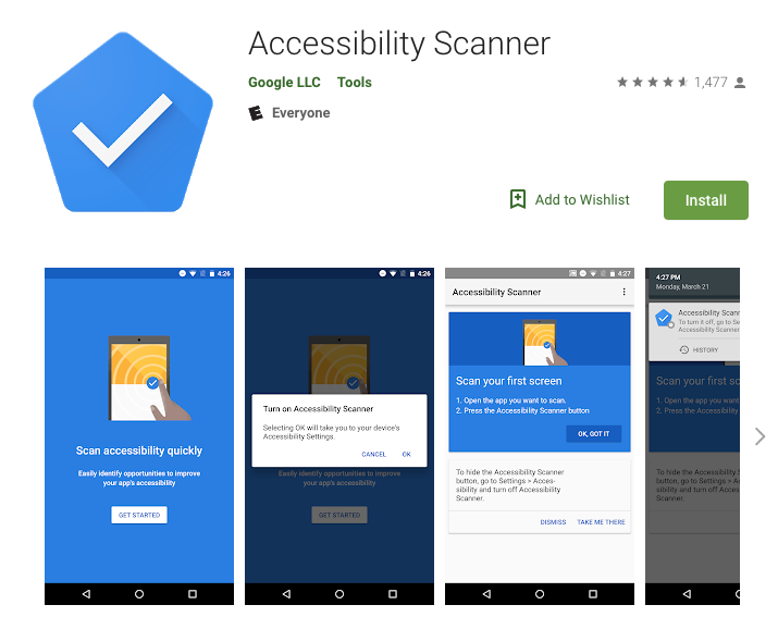 Play 스토어의 접근성 검사기