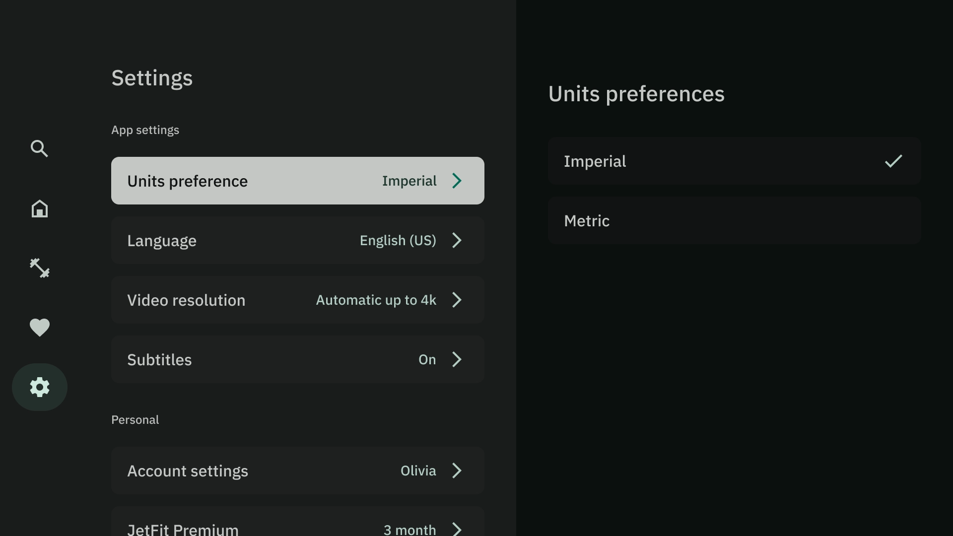 Units preferences