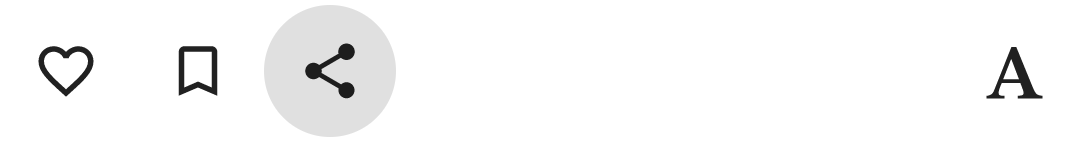 A strip of four clickable icons, with the 'share' icon highlighted.