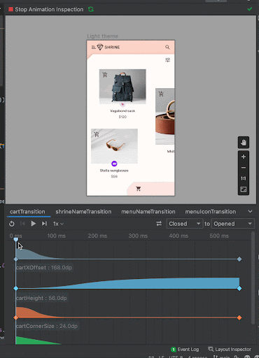 Visualization of an animation
curve