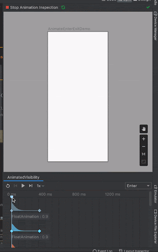 Riproduci, scorri e rallenta la proprietà AnimatedVisibility