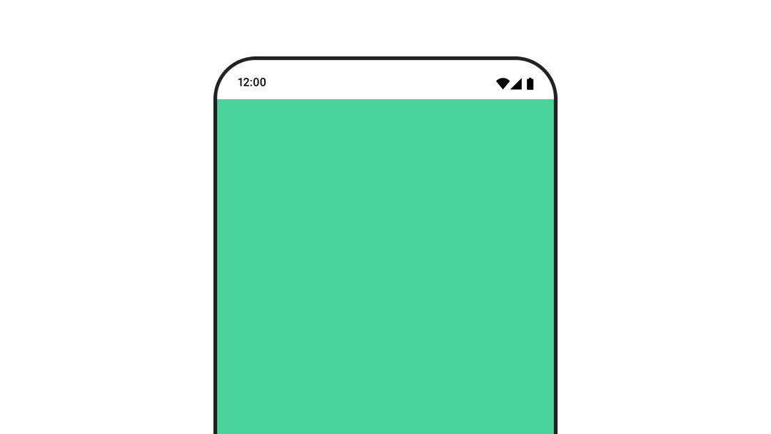 Composable mit Hintergrundfarbe, die sich im Laufe der Zeit als Animation ändert, wobei die Farben ineinander übergehen.