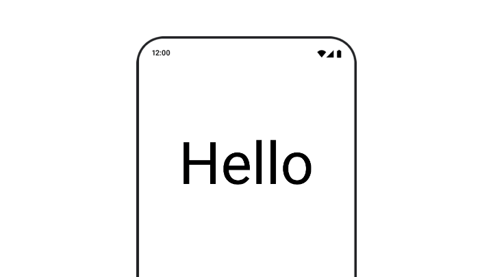 Text composable saying Hello animating between a small and larger size.