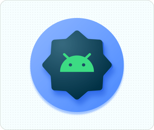 GIF ที่แสดงตัวอย่างไอคอนตัวอย่าง Android 2 รายการรูปวงกลม
เคลื่อนไหวเพื่อแสดงการตอบสนองของผู้ใช้ ไอคอนแรกแสดงโลโก้ Android
สั่นไปทางซ้ายและขวา จากนั้นขึ้นและลงภายในวงกลม ไอคอนที่ 2
จะขยายและหดอีกครั้ง