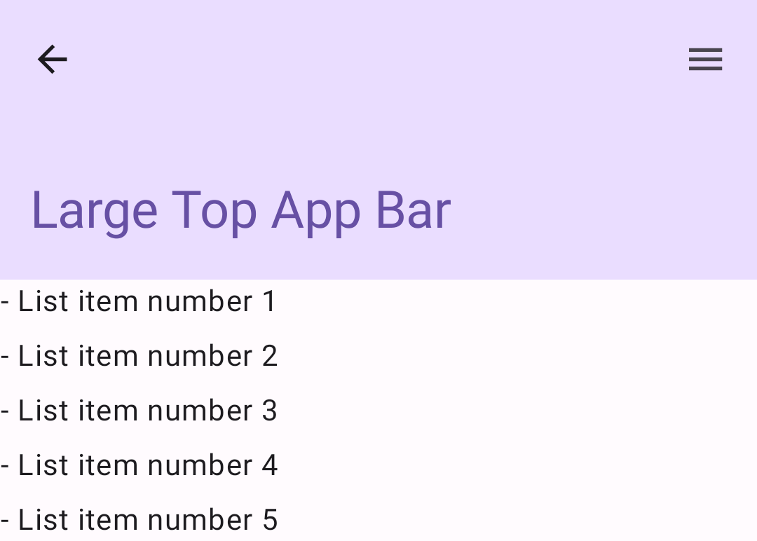 Ein App-Bildschirm mit einer unteren App-Leiste, die auf der linken Seite Aktionssymbole enthält, und einer unverankerten Aktionsschaltfläche auf der rechten Seite.