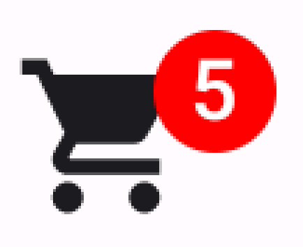 Una implementación de insignia que contiene la cantidad de artículos en un carrito de compras.