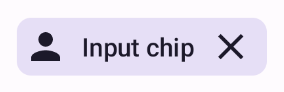 Chip input dengan avatar dan ikon di akhir.