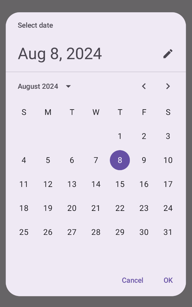 Modal date picker example.