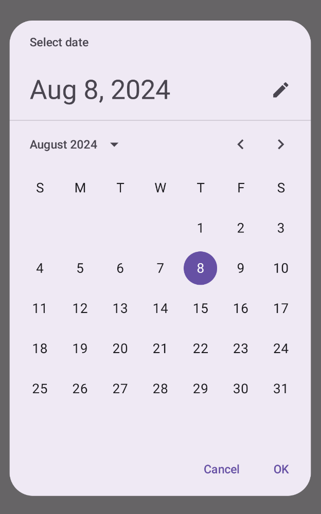 Beispiel für eine modale Datumsauswahl