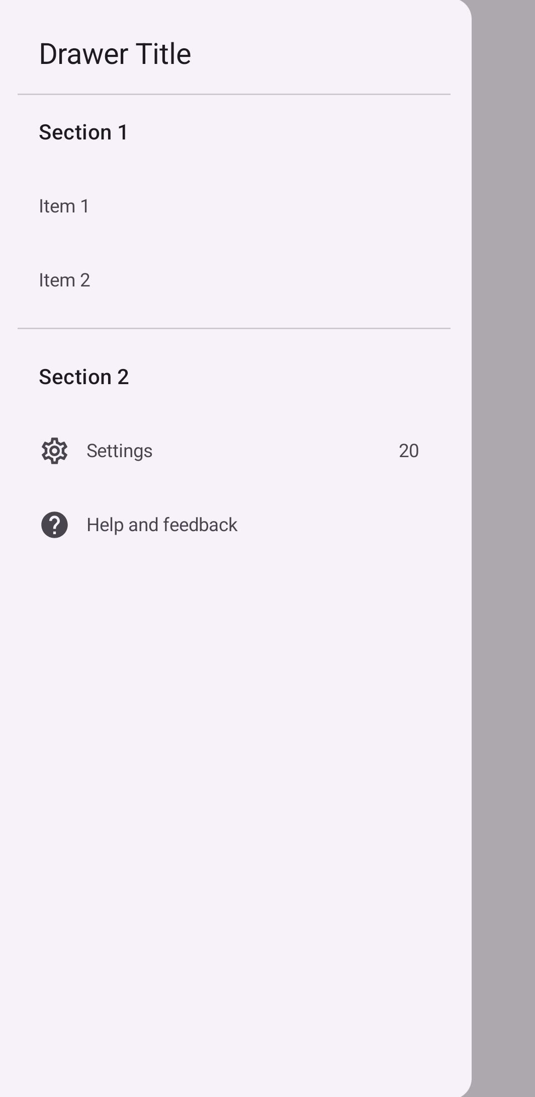 Un riquadro di navigazione dettagliato con due sezioni, ognuna con più elementi ed icone etichettati.