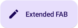 Реализация ExtendedFloatingActionButton, которая отображает текст с надписью «расширенная кнопка» и значок редактирования.
