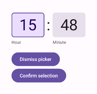 Un selettore dell'ora di input. L'utente può inserire un orario utilizzando i campi di testo.