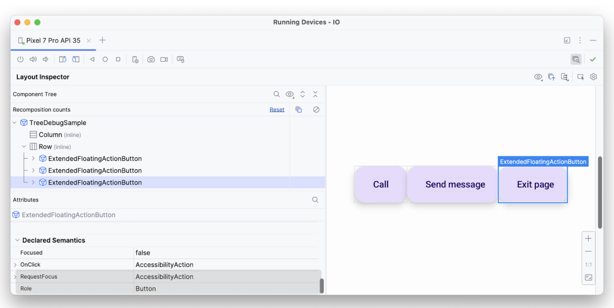 Layout Inspector: عنصر سوم با همه APIها.