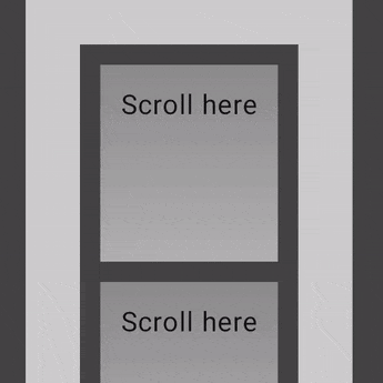 Dua elemen UI scroll vertikal bertingkat, merespons gestur di dalam dan di luar elemen dalam