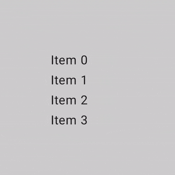 รายการแนวตั้งแบบง่ายที่ตอบสนองต่อท่าทางสัมผัสการเลื่อน