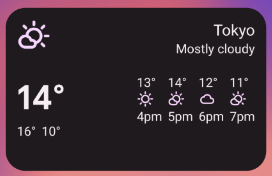 Bir hava durumu uygulamasından bilgi widget'ı.