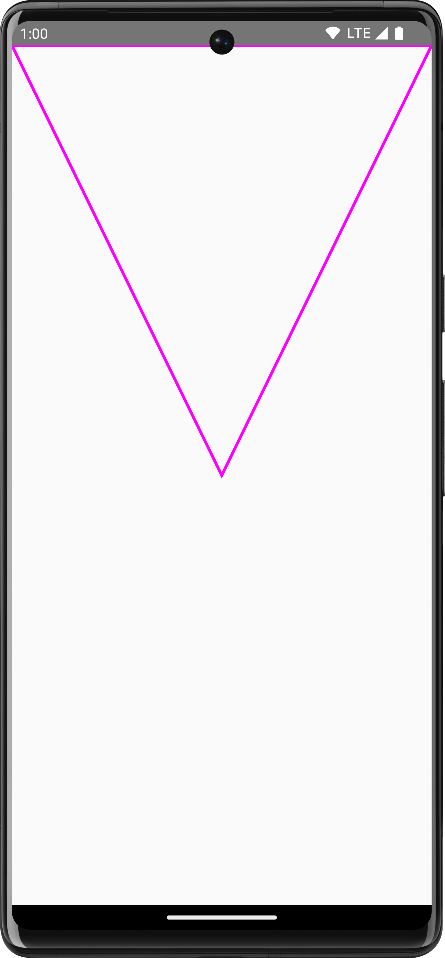 Ein auf dem Kopf stehendes lilafarbenes Dreieck mit dem Pfad „Schreiben“