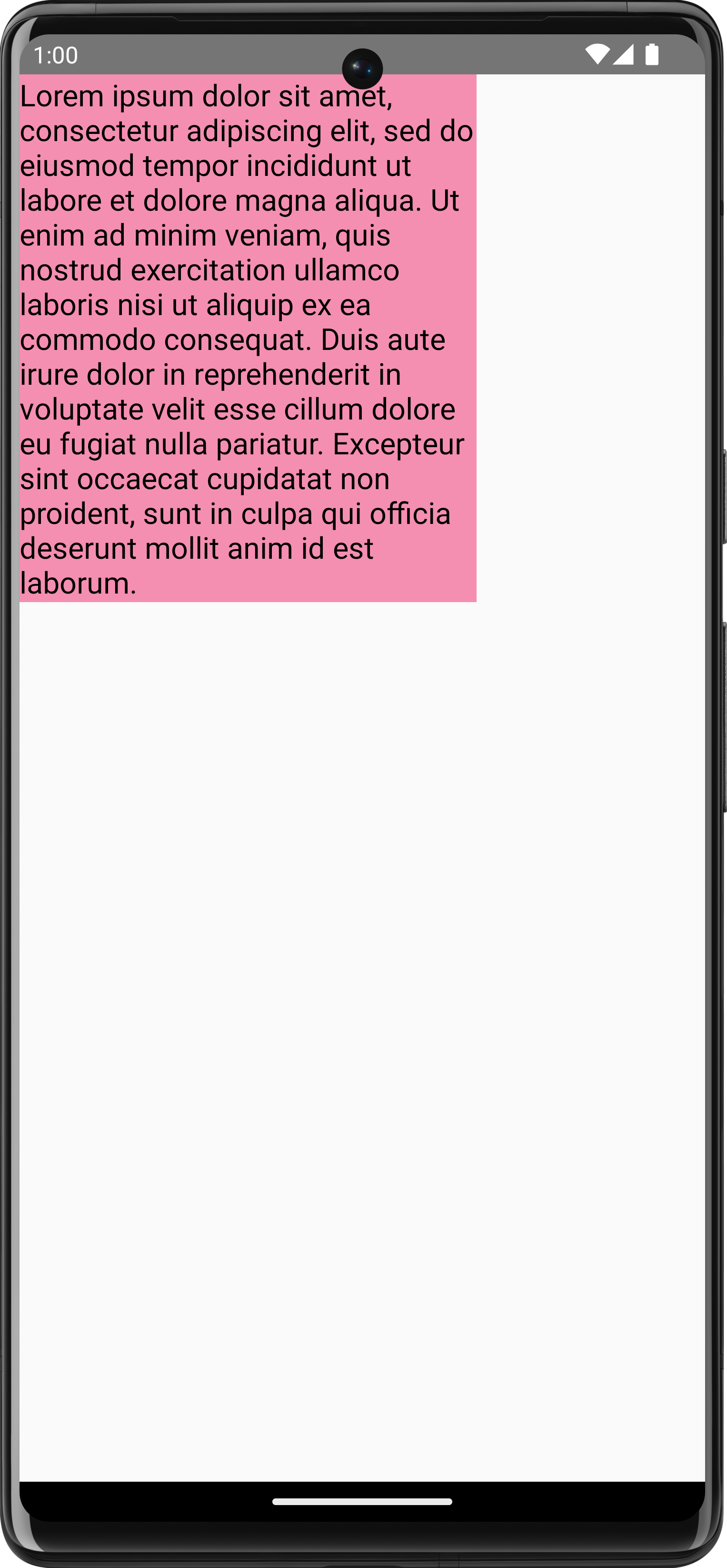 Texte multiligne occupant 2⁄3 de la surface totale, avec un rectangle en arrière-plan