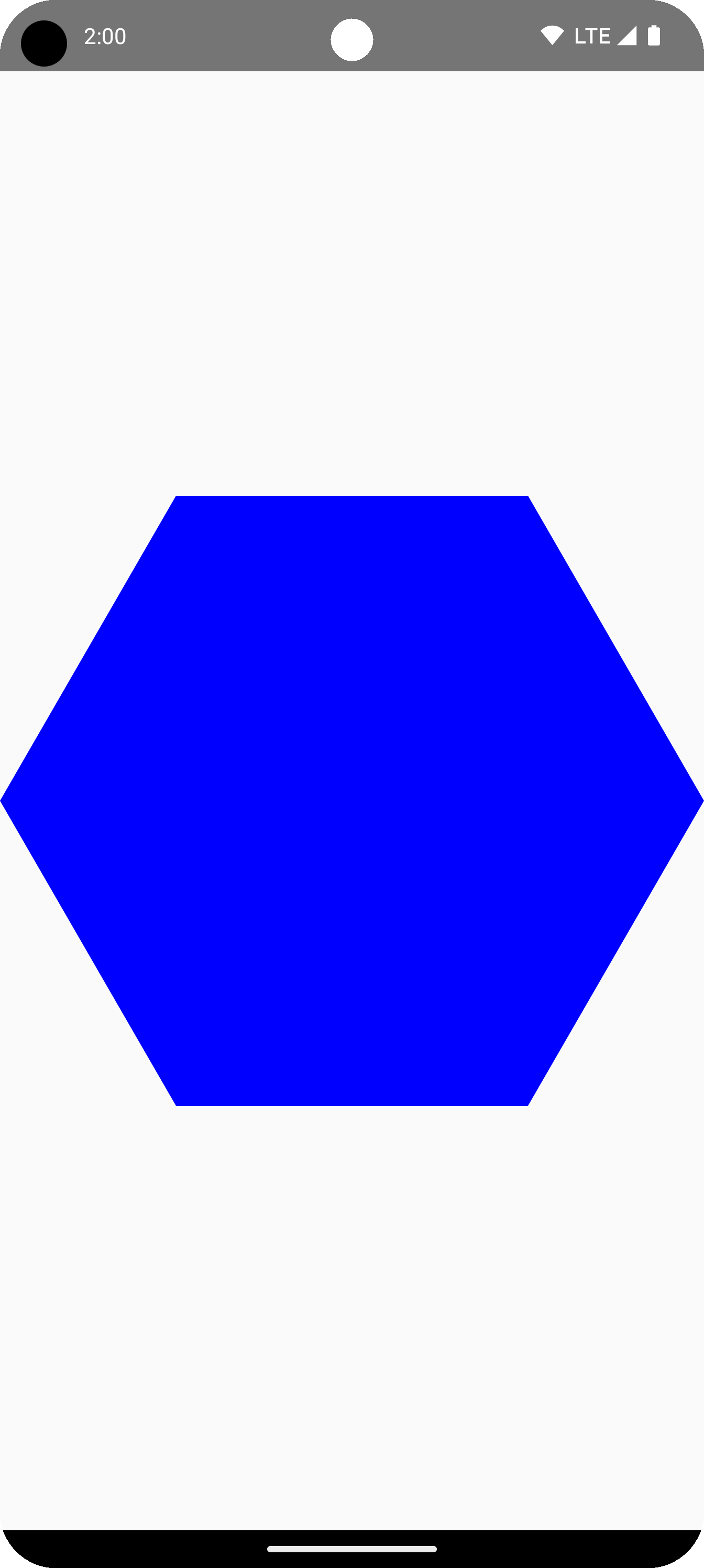 Blaues Sechseck in der Mitte des Zeichenbereichs