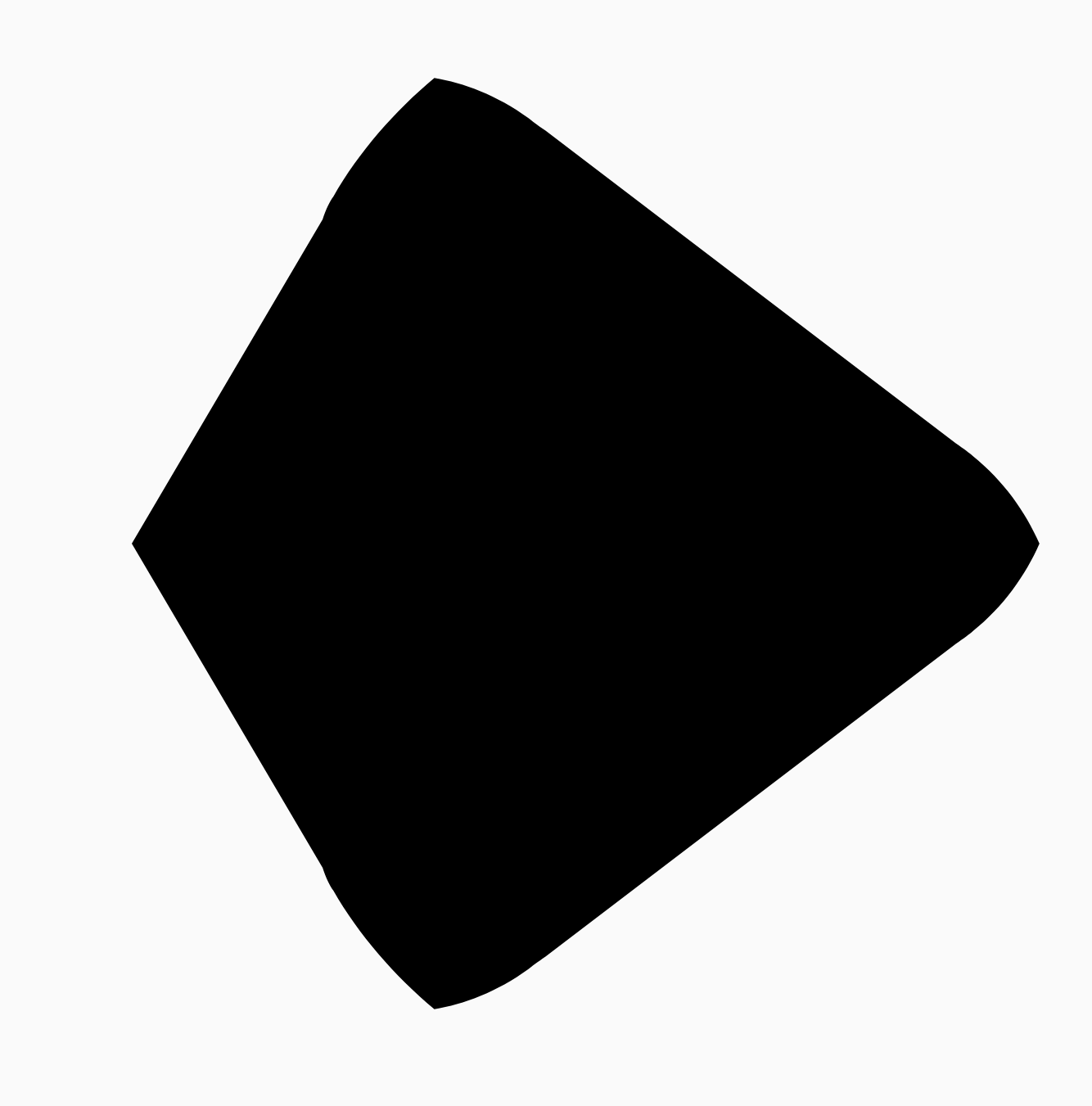 圆角三角形与正方形之间的距离的 50%