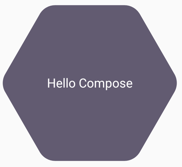 Heksagon dengan teks `hello compose` di tengah.