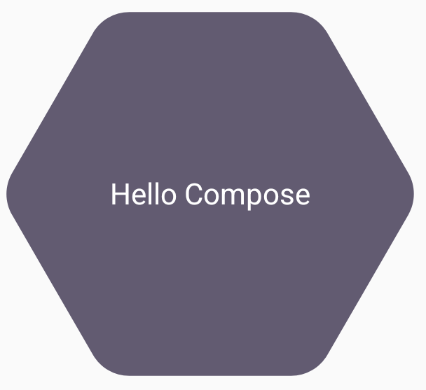 Hexágono com o texto &quot;hello compose&quot; no centro.