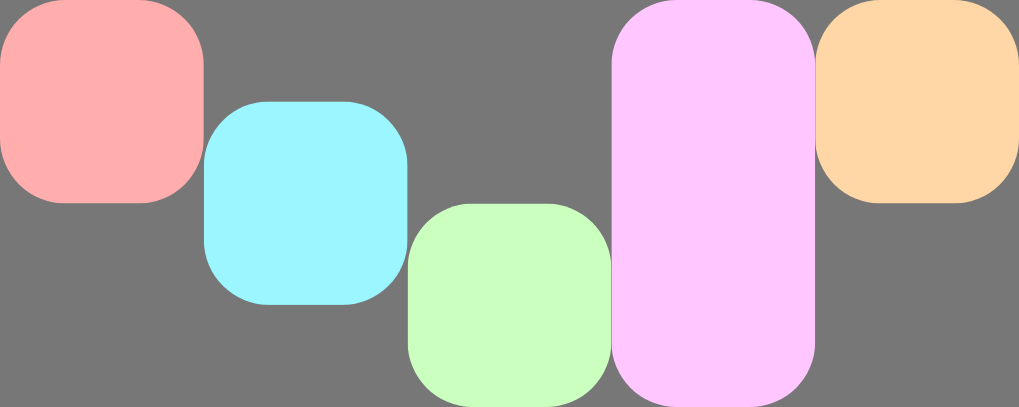 五个大小各异的子项，用于替换 alignItems 属性。