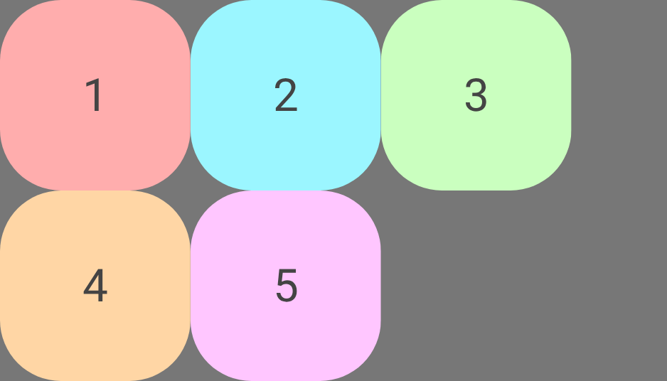 折り返しが有効になっているため、アイテムが下の新しい行に折り返されています。