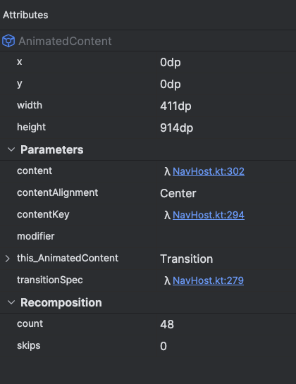 Informasi semantik yang ditampilkan menggunakan Layout
Inspector