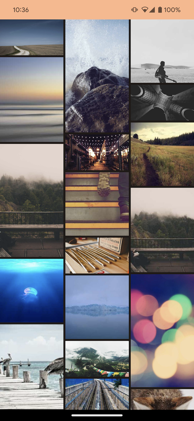 Griglia sfalsata di immagini con caricamento lento in Crea