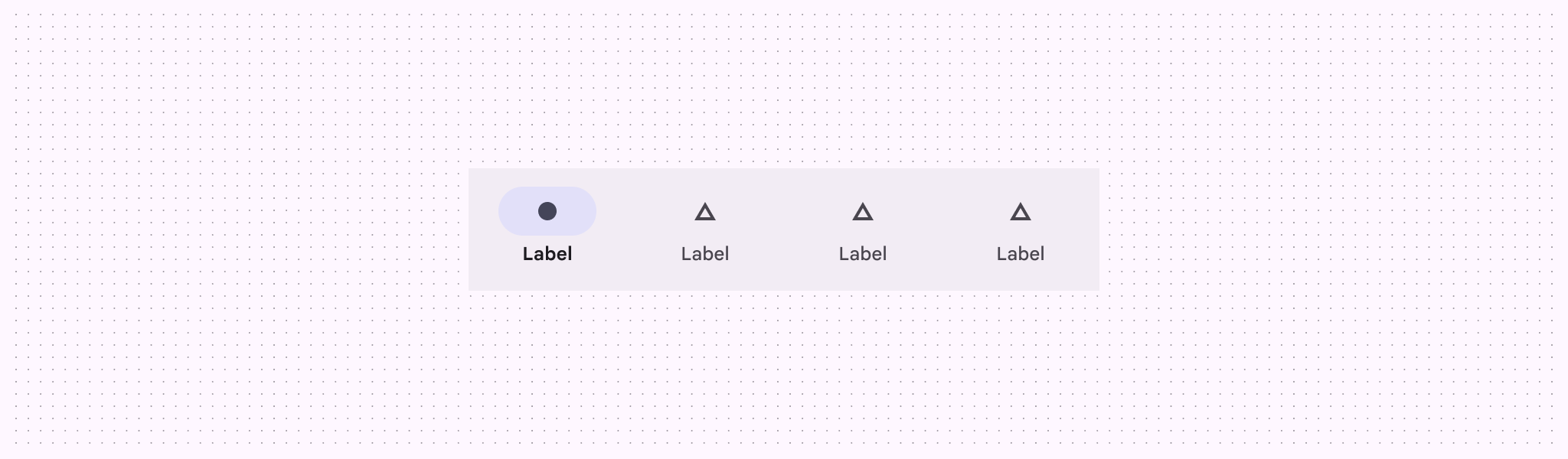  Menu navigasi dengan 4 tujuan. Setiap tujuan memiliki nama placeholder yang disebut 