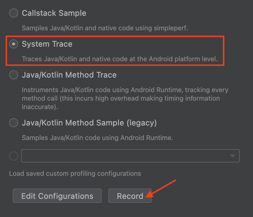 Trace-Optionen – System-Trace