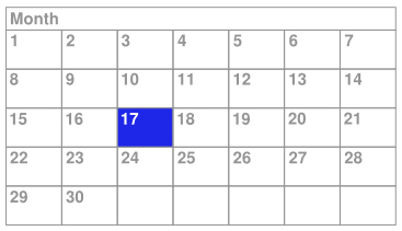 Ein benutzerdefinierter Kalender, der mit auswählbaren Tageselementen zusammensetzbar ist