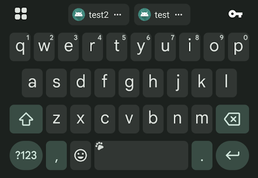 テキスト ツールバーに保存された認証情報が表示されているチップ。
