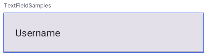 Un TextField con il testo Nome utente visualizzato all&#39;interno del campo di testo.