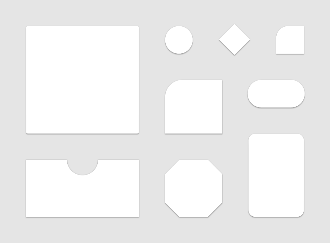 Mostra una varietà di forme di Material Design