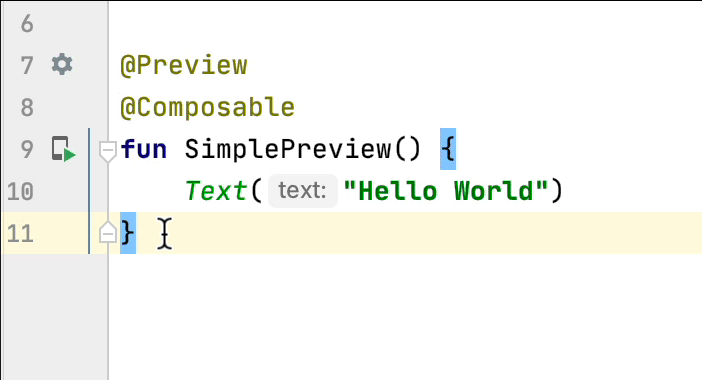 L'utente fa clic sull'icona della barra di distribuzione di una funzione di anteprima ed esegue il deployment dell'anteprima sul dispositivo
