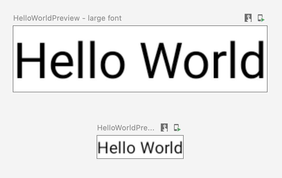 顯示大小為大和小的 Android Studio 設計分頁
字型